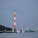 Elbe, shipwreck, lighthouse, shipping pier, buoy, container crane