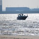 beach, Elbe, aircraft, motor boat