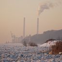 Elbe, ice, coal power station
