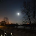 night, Falkensteiner Ufer, tree, moon, water basin, fence