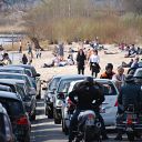 beach, Falkensteiner Ufer, car, motorcycle