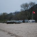 beach, flag, camping site, Elbe Camp