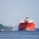 Elbe, ship, tanker ship, pontoon, buoy, container crane