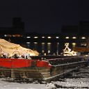 Elbe, ice, night, ship, container ship, excavator