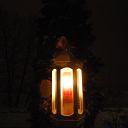 night, tree, fence, candle, storm lantern