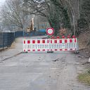 Falkensteiner Ufer, barrier, excavator, traffic sign, stone