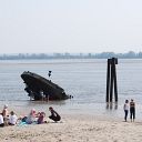 beach, Elbe, shipwreck, harbour ferry